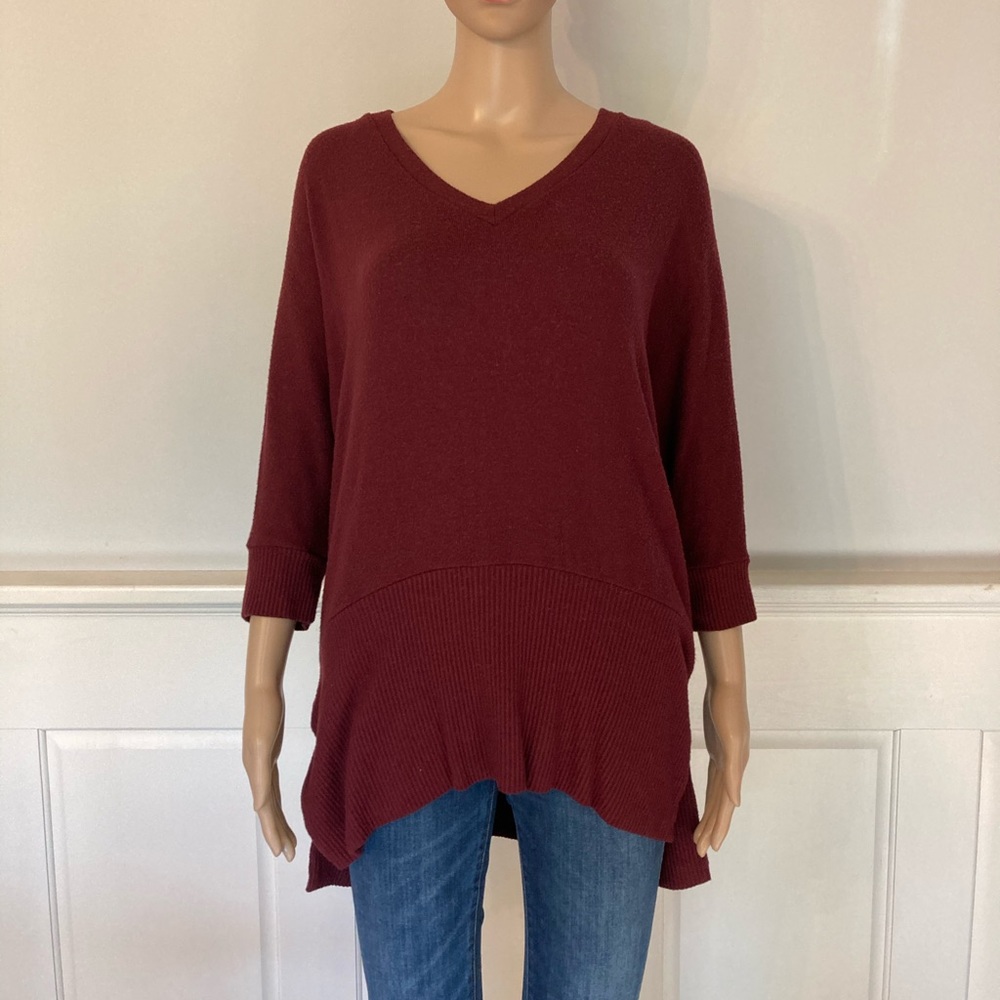 Burgundy Red High-Low Blouse